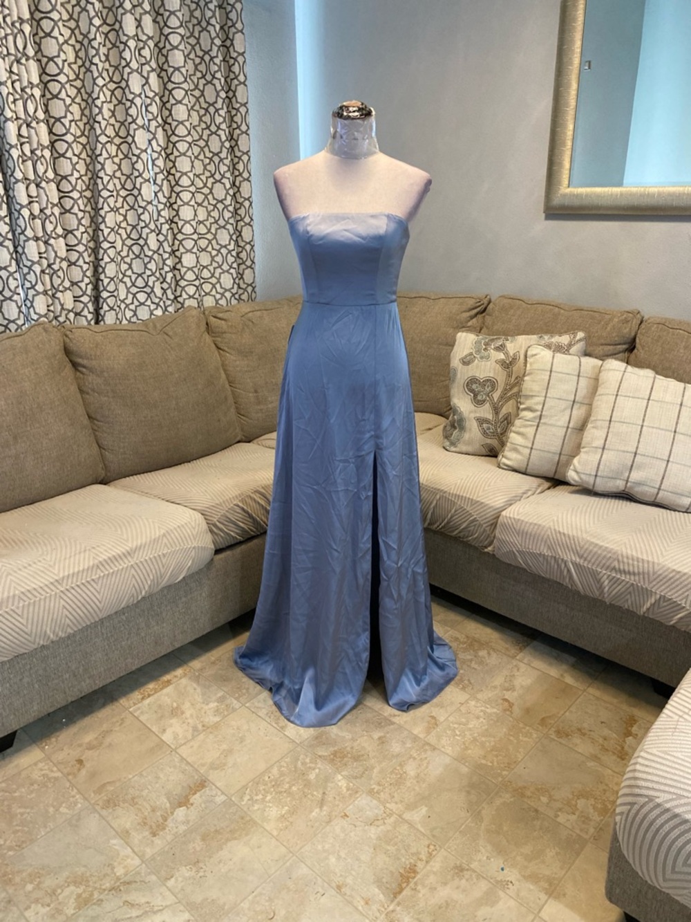 New Azazie size 0 Wren Ice Stretch Satin Floor-Length Bridesmaid Dress,strapless